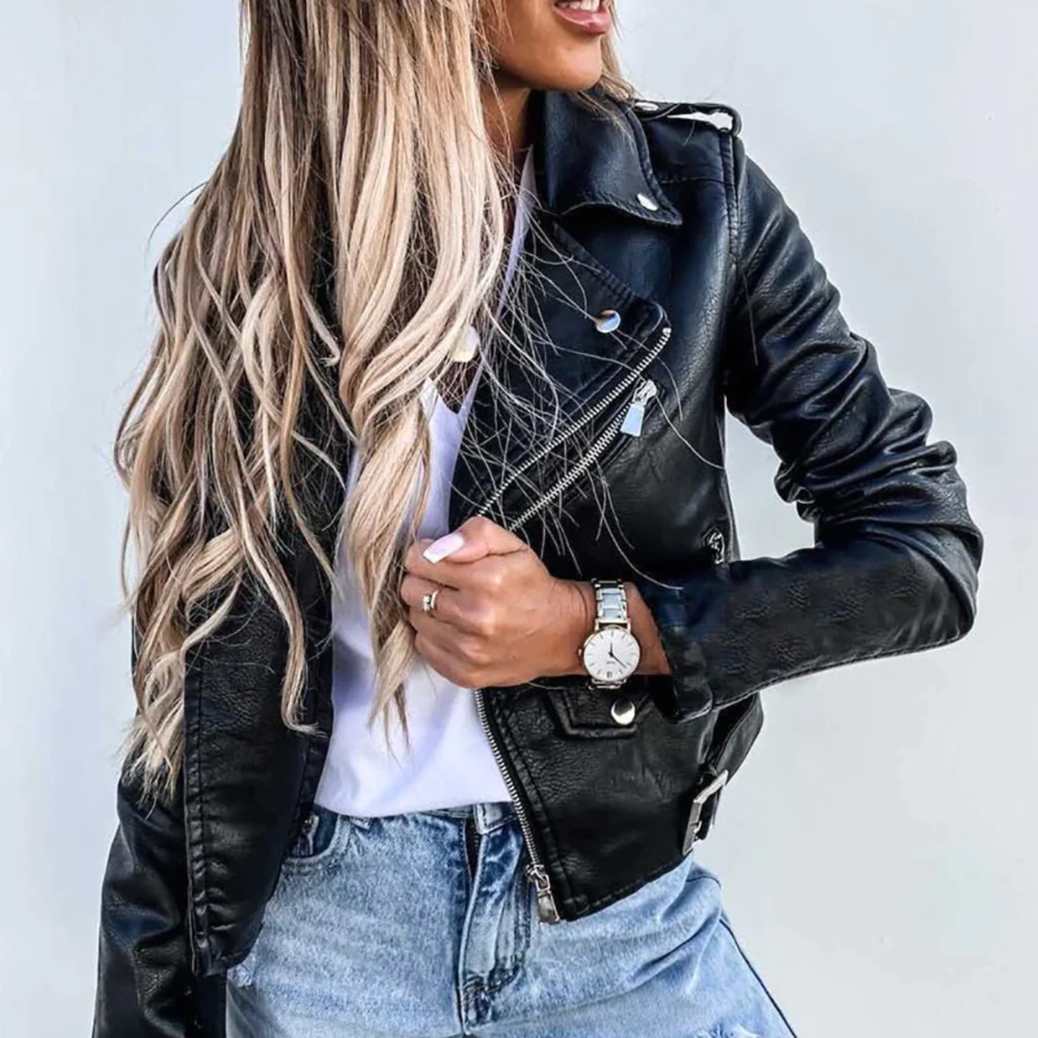 Catherine | Women’s Classic Zipper Biker Jacket
