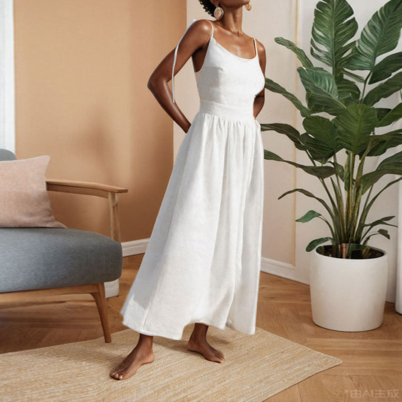 Millie | Women’s Midi Dress V Neck Open Back Slit