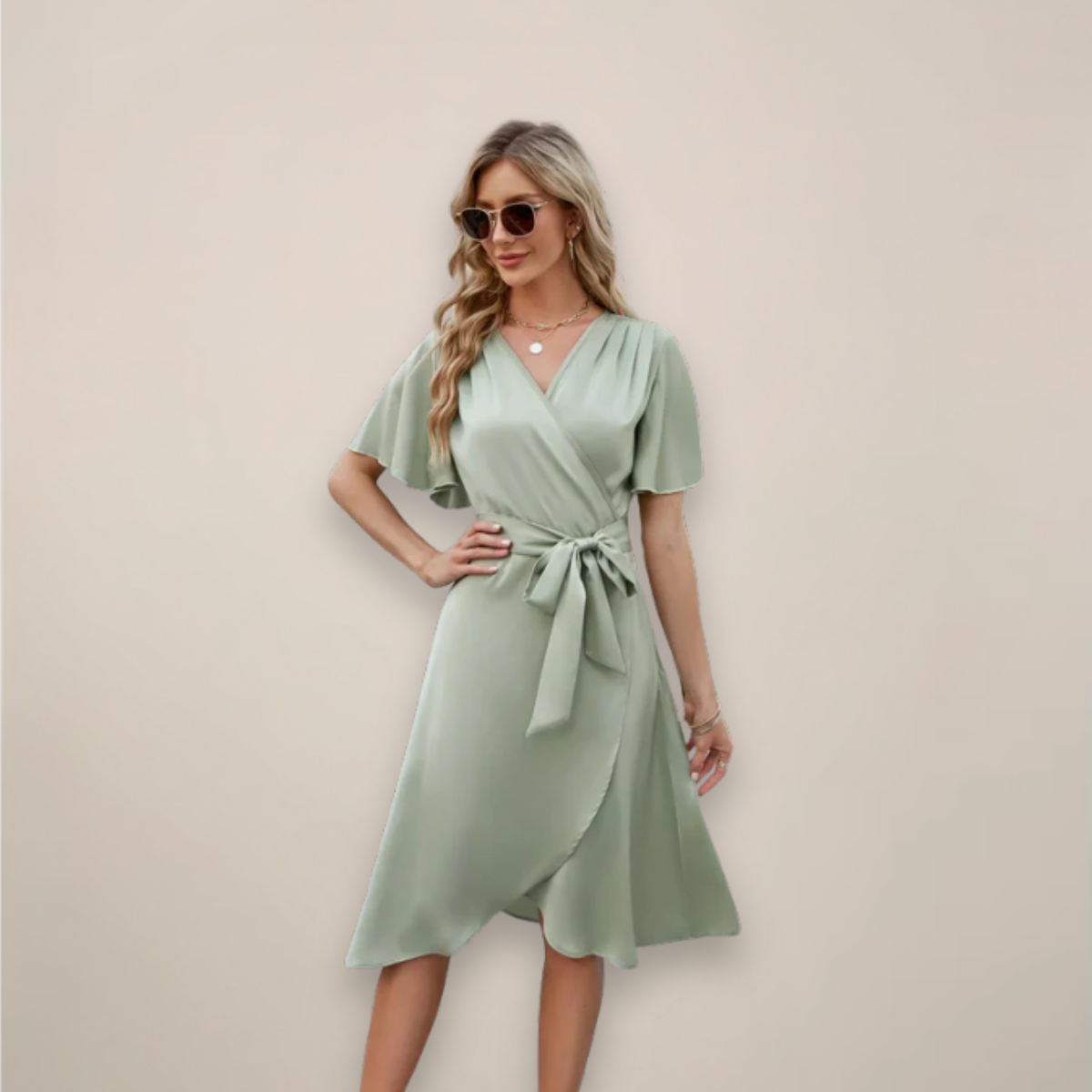 Lydia | Women’s Midi Wrap Dress With Front Tie