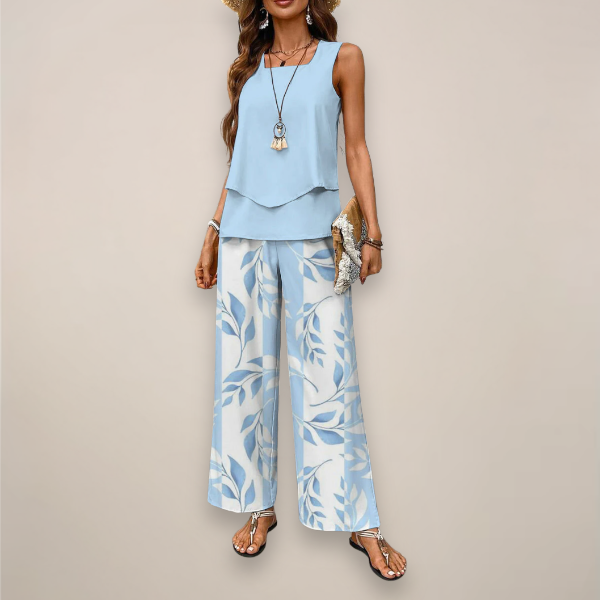 Ella | Women Spring Printed Wide-Leg Set