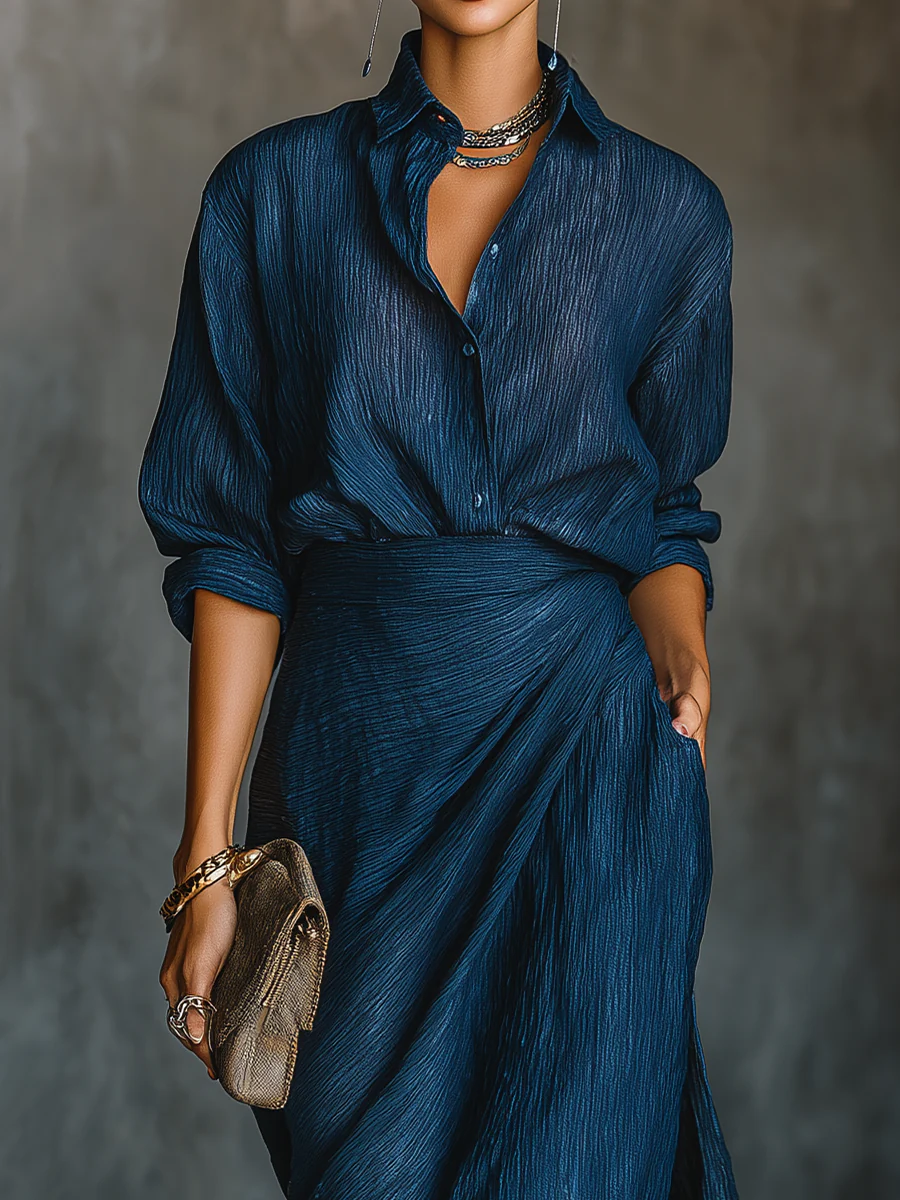 Victoria | Women Elegant Shirt And Long Skirt Set
