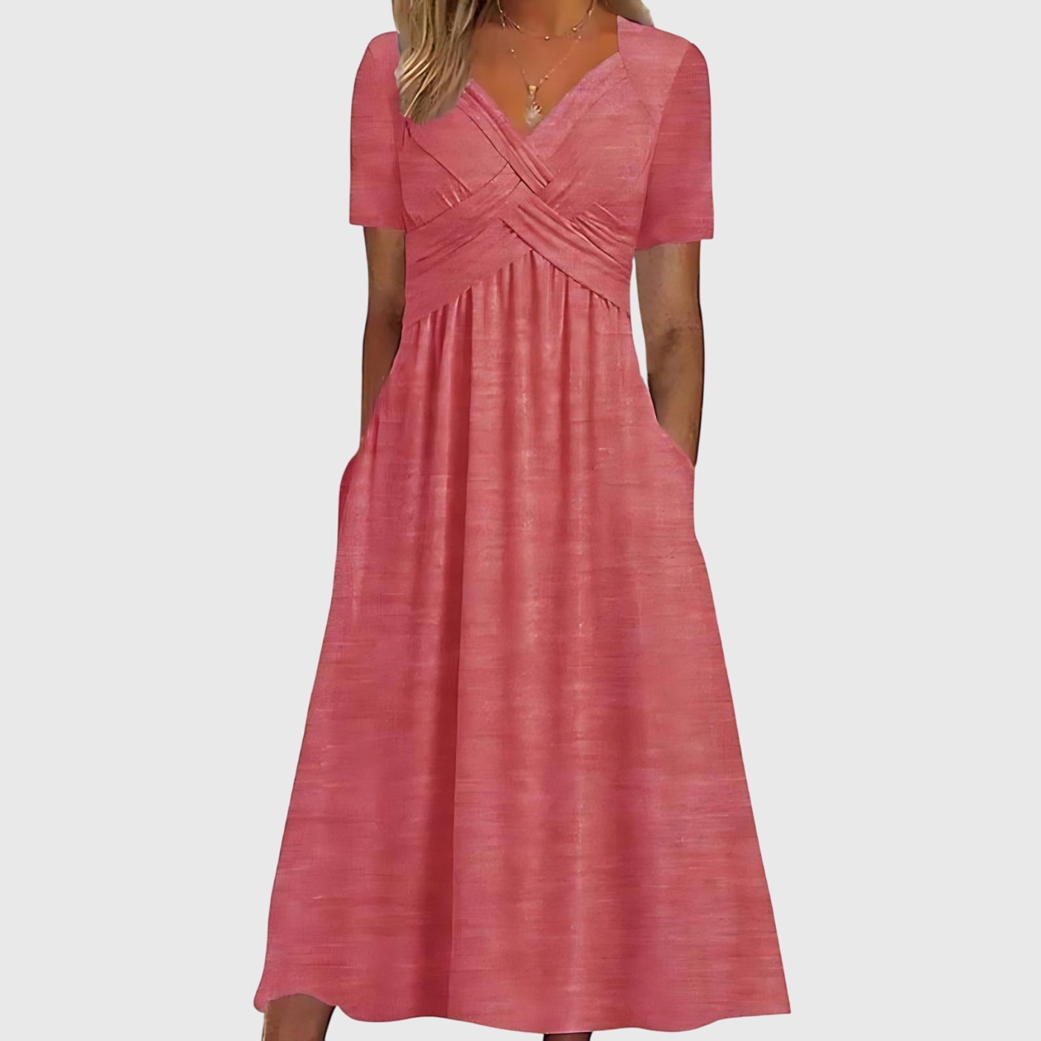 Megan | Womens V Neck Flowy Midi Dress