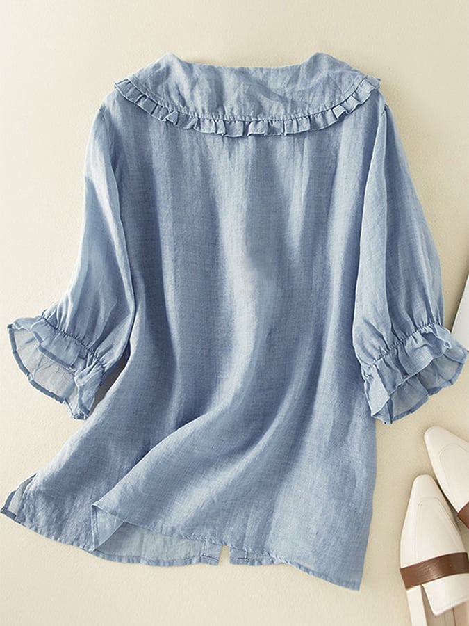 Emma | Women Loose Fit Ruffle Collar Shirt
