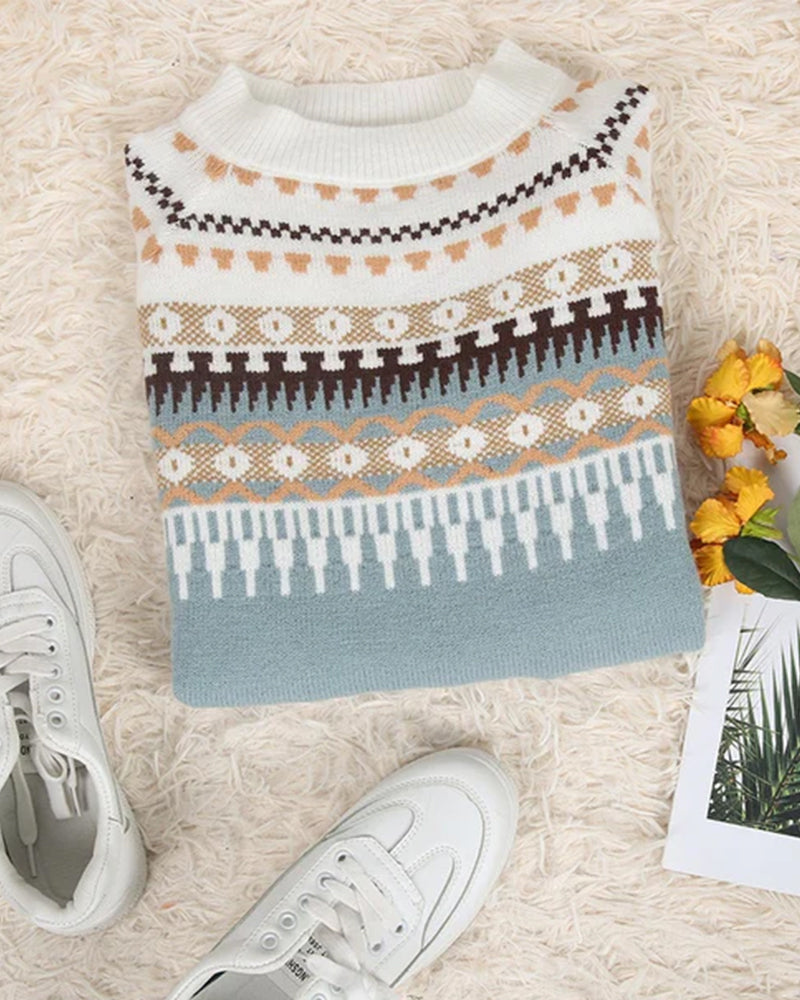 Maya | Women Spring Pattern Crewneck Sweater
