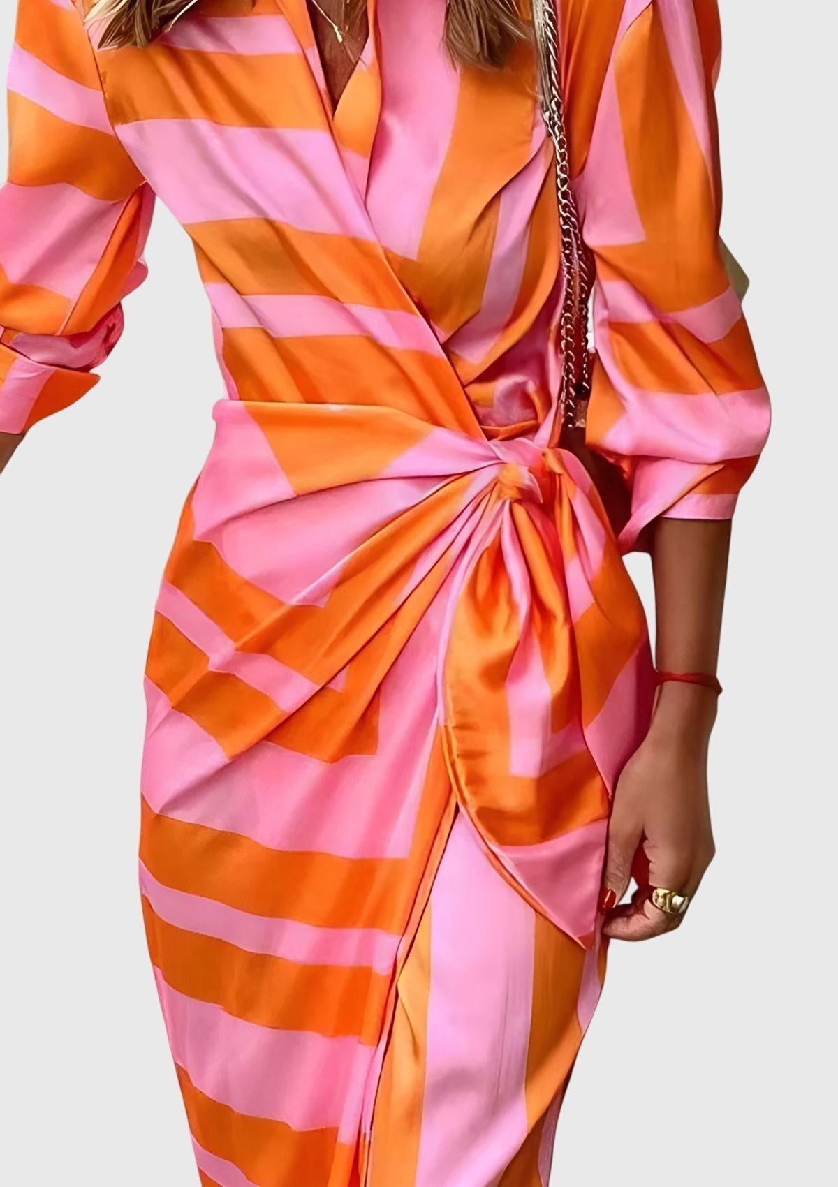 Emma | Womens Striped Wrap Midi Dress