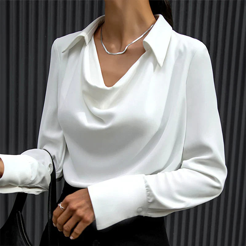 Tessa | Women’s Modern Long Sleeve Satin Blouse