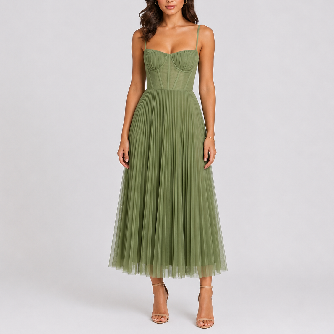 Women's Elegant Pleated Maxi Dress for Weddings & Events