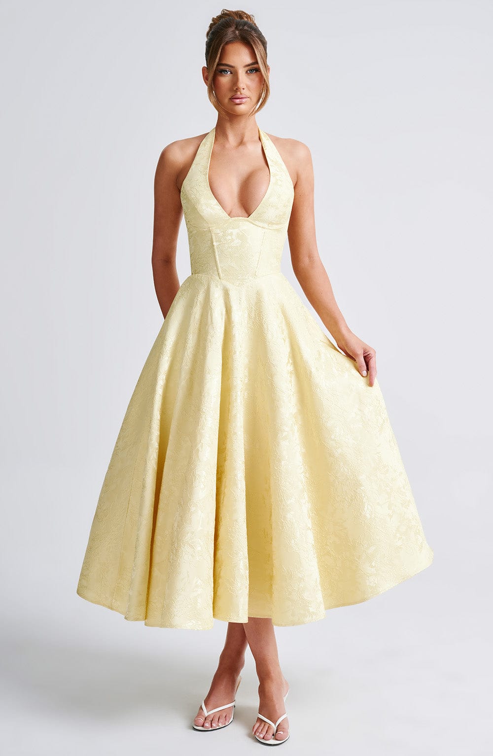 Hailey | Women Wedding Guest Halter Midi Dress