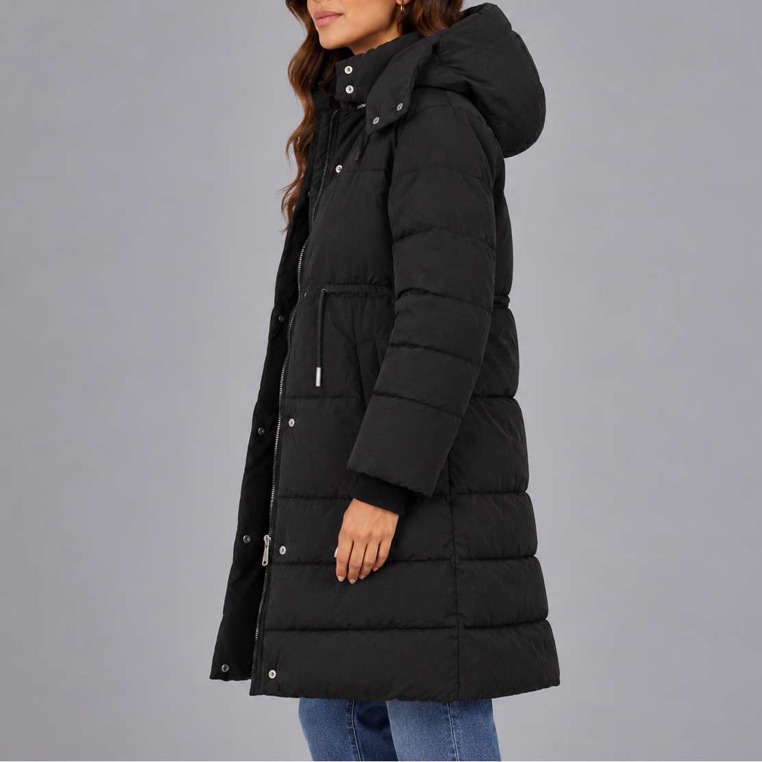 Women's Long Hooded Puffer Coat | Quilted Winter Jacket with Pockets