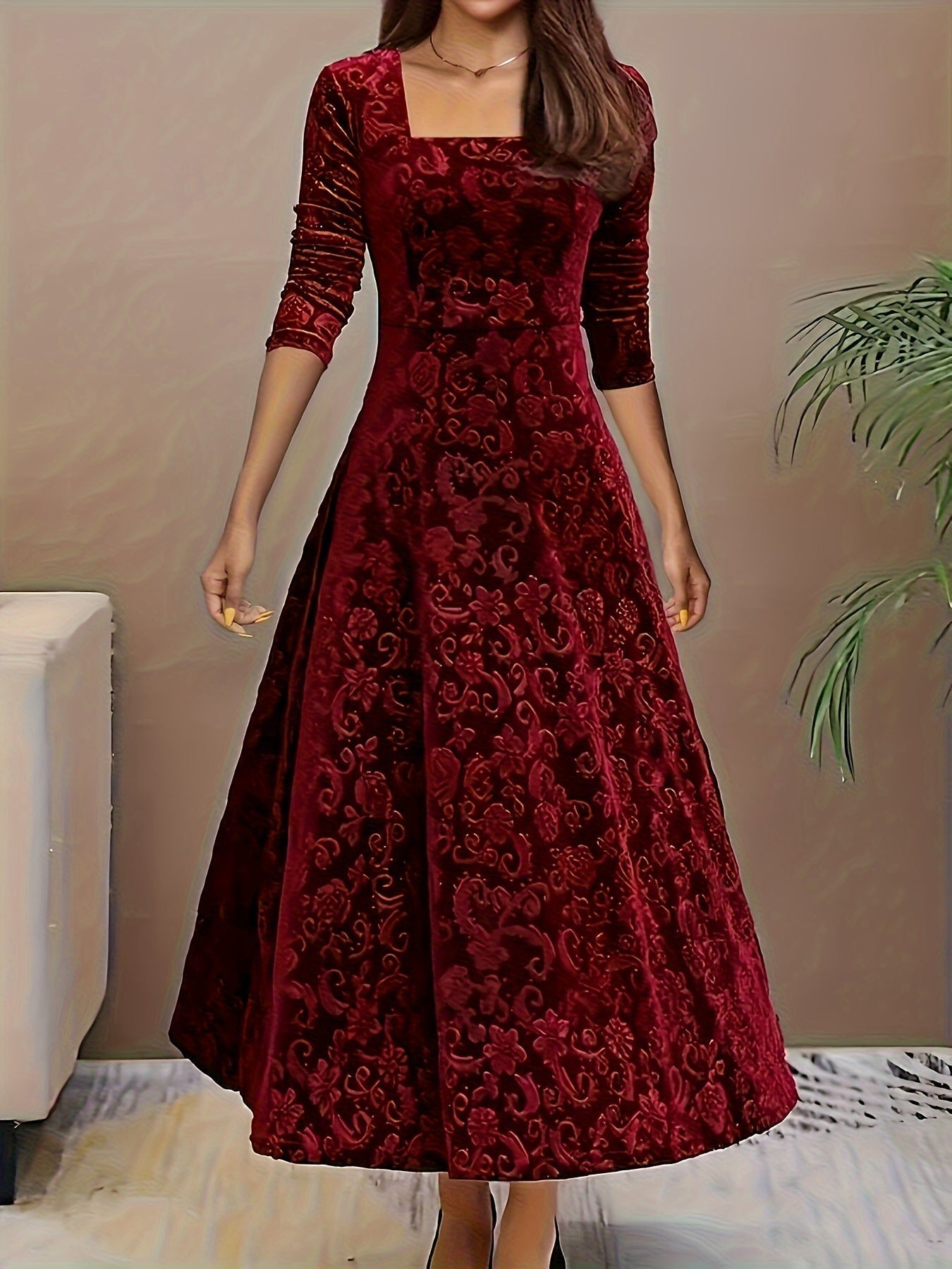 Bethany | Women’s Graceful Floral Design Midi Dress