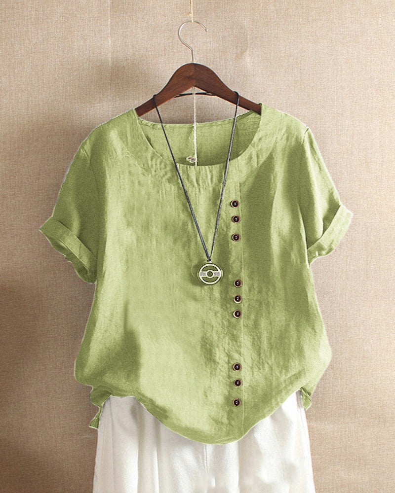 Delilah | Women Button Detail Casual Short Sleeve Blouse