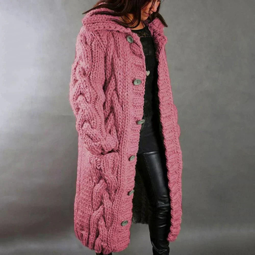 Diana | Women’s Oversized Cable Knit Button Cardigan