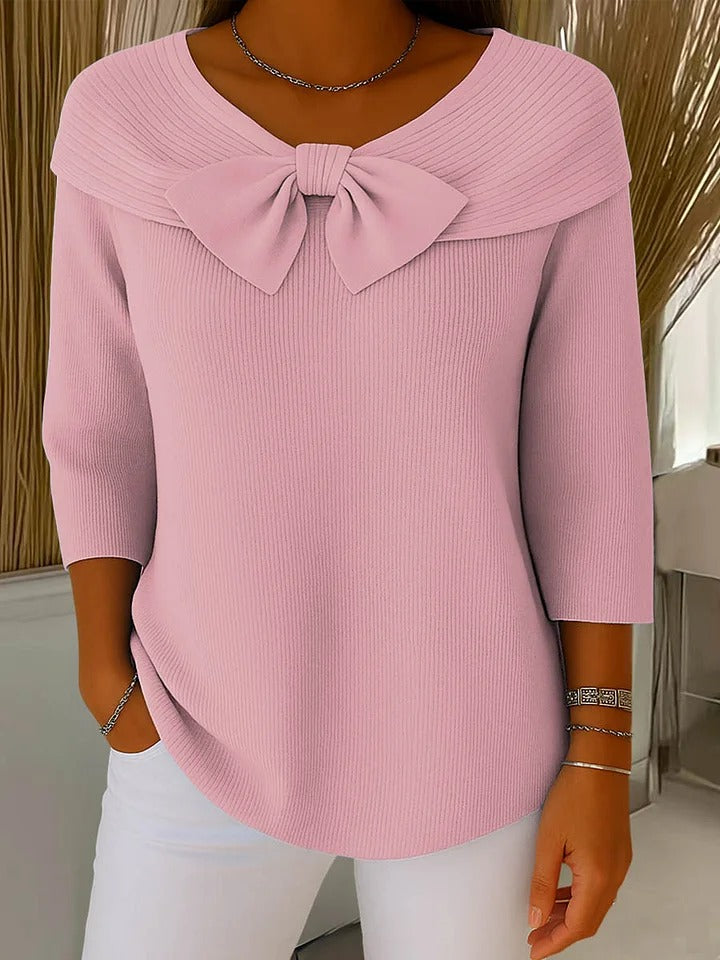 Anna | Womens Bow Detail Three Quarter Sleeve Top