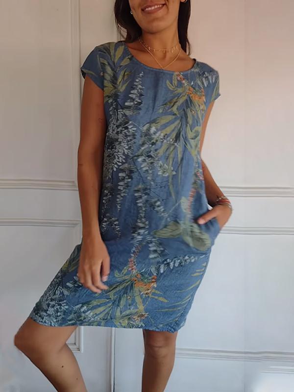 Jessica | Women Casual Leaf Print Summer Dress