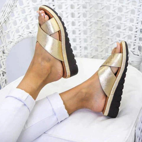 Lydia | Women's Cross Strap Slide Sandals