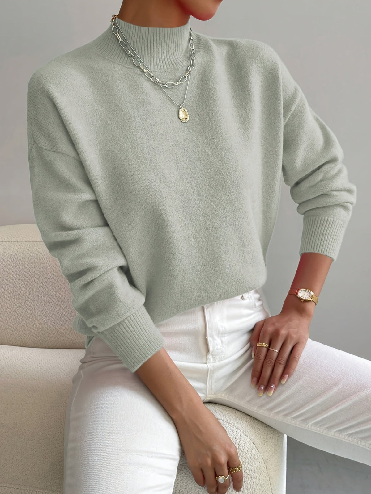 Emily | Women’s Spring Comfortable Mock Neck Sweater