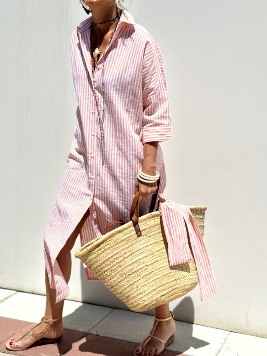 Jessica | Women’s Striped Button Down Shirt Dress
