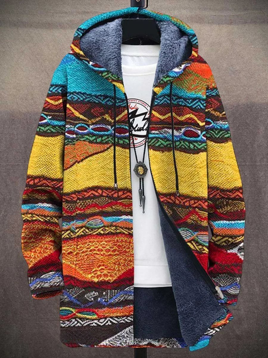 Arthur | Mens Cardigan Fleece-Lined Zip-Up Abstract Art Print Hoodie
