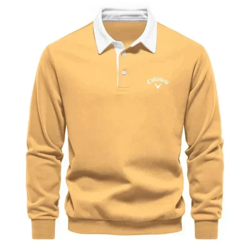 Henry | Men's Long-Sleeve Contrast Collar Cotton-Blend Golf Polo Jumper