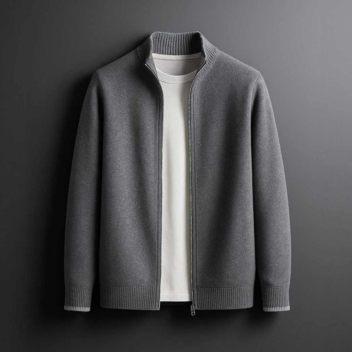 Muhammad | Men's Merino Wool Full-Zip Knit Mens Winter Coat Cardigan