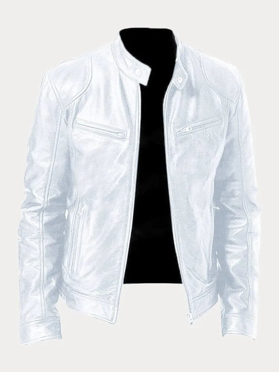 Oliver | Mens Quilted Jacket Slim-Fit Biker Faux Leather Zip-Up