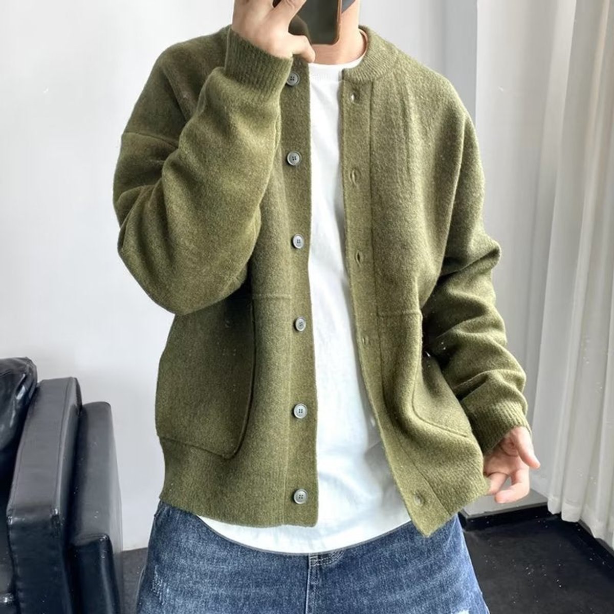 Freddie | Men's Relaxed Fit Button-Up Knit Mens Cardigan Round Neck