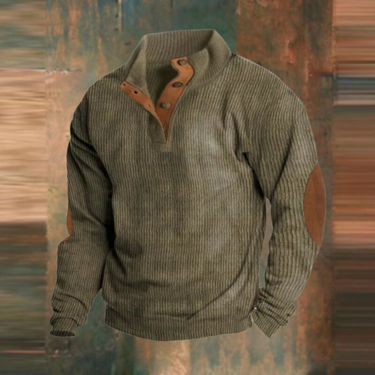 Thomas | Men's Ribbed Knit Sweater Quarter-Zip Suede Elbow Patch Pullover