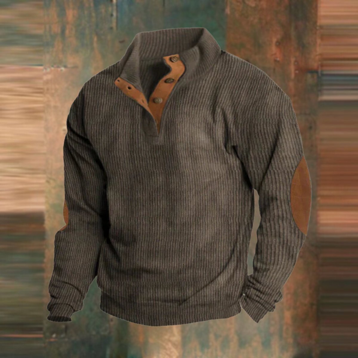 Thomas | Men's Ribbed Knit Sweater Quarter-Zip Suede Elbow Patch Pullover
