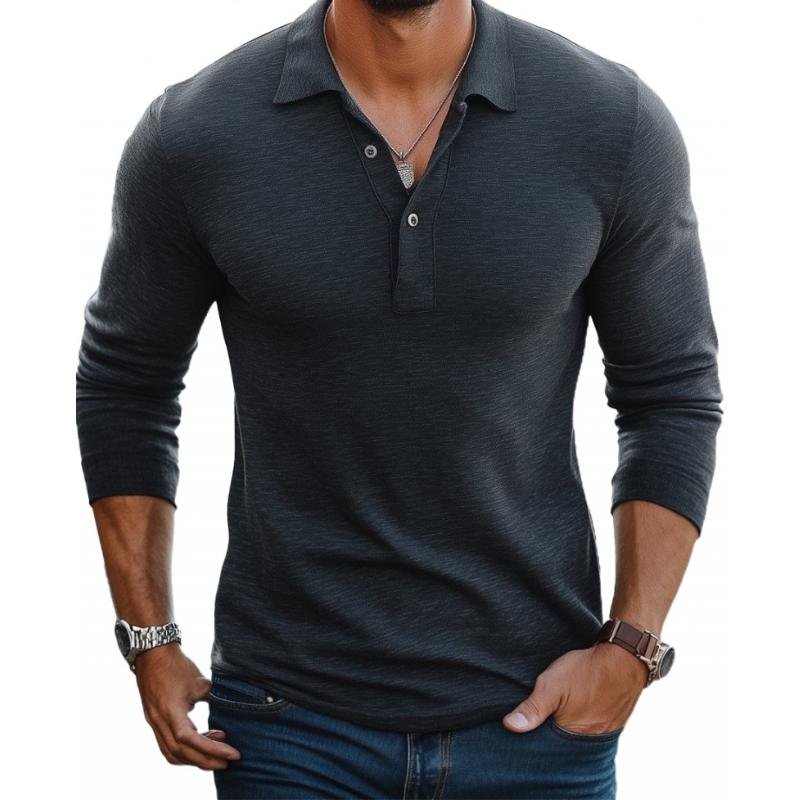 George | Men's Satin-Smooth Slim Fit Long Sleeve Polo Shirt