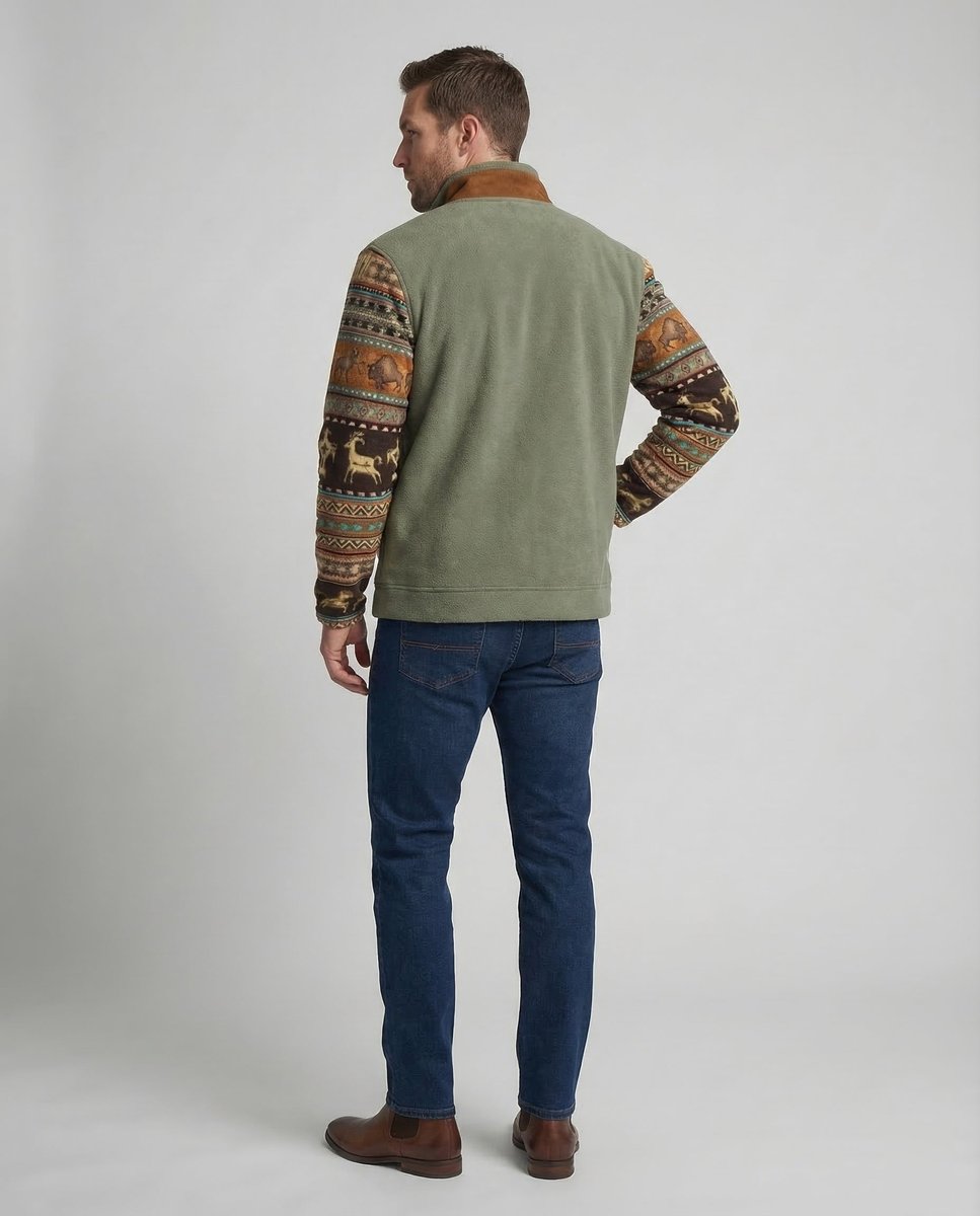 Charlie | Men's Sherpa-Lined Aztec-Print Zip-Up Fleece Jacket