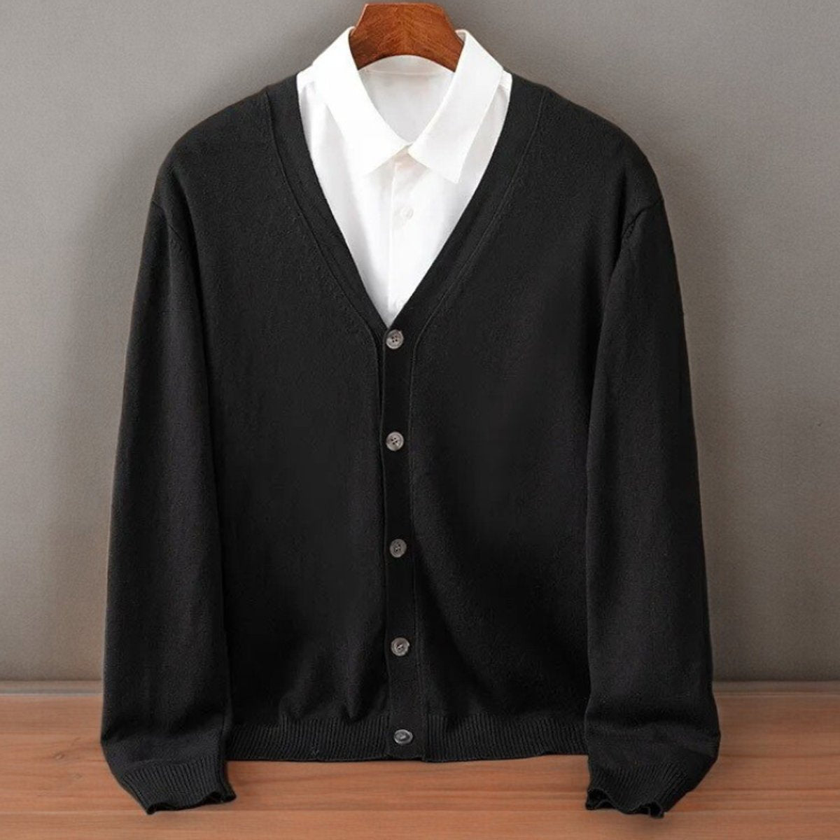 Remy | Men's V-Neck Button-Up Cashmere Blend Knit Cardigan Jumper