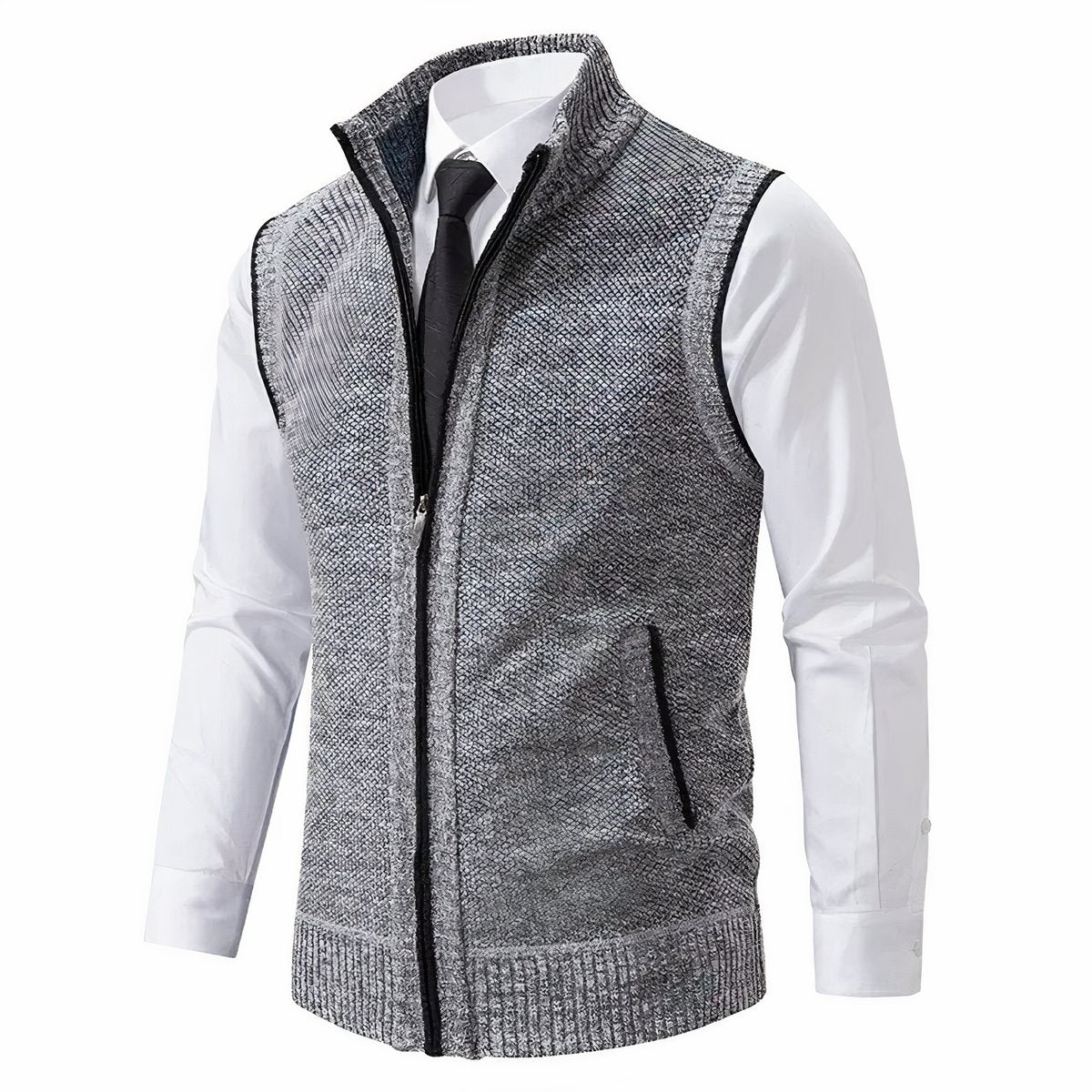 Freddie | Men's Zip-Up Sleeveless Knit Cardigan Vest