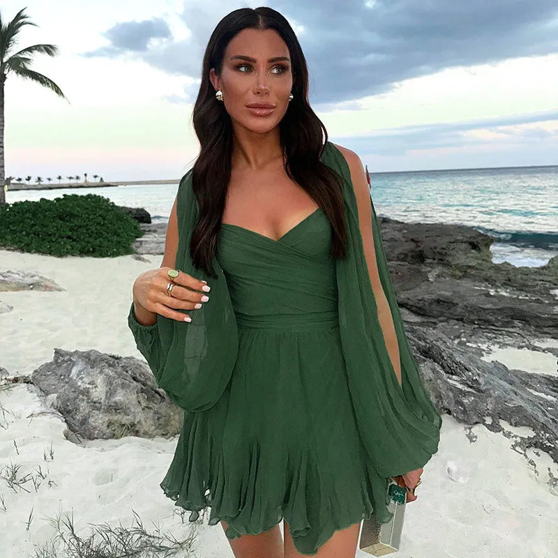 Rachel | Summer Women Long Sleeve Mini Dress