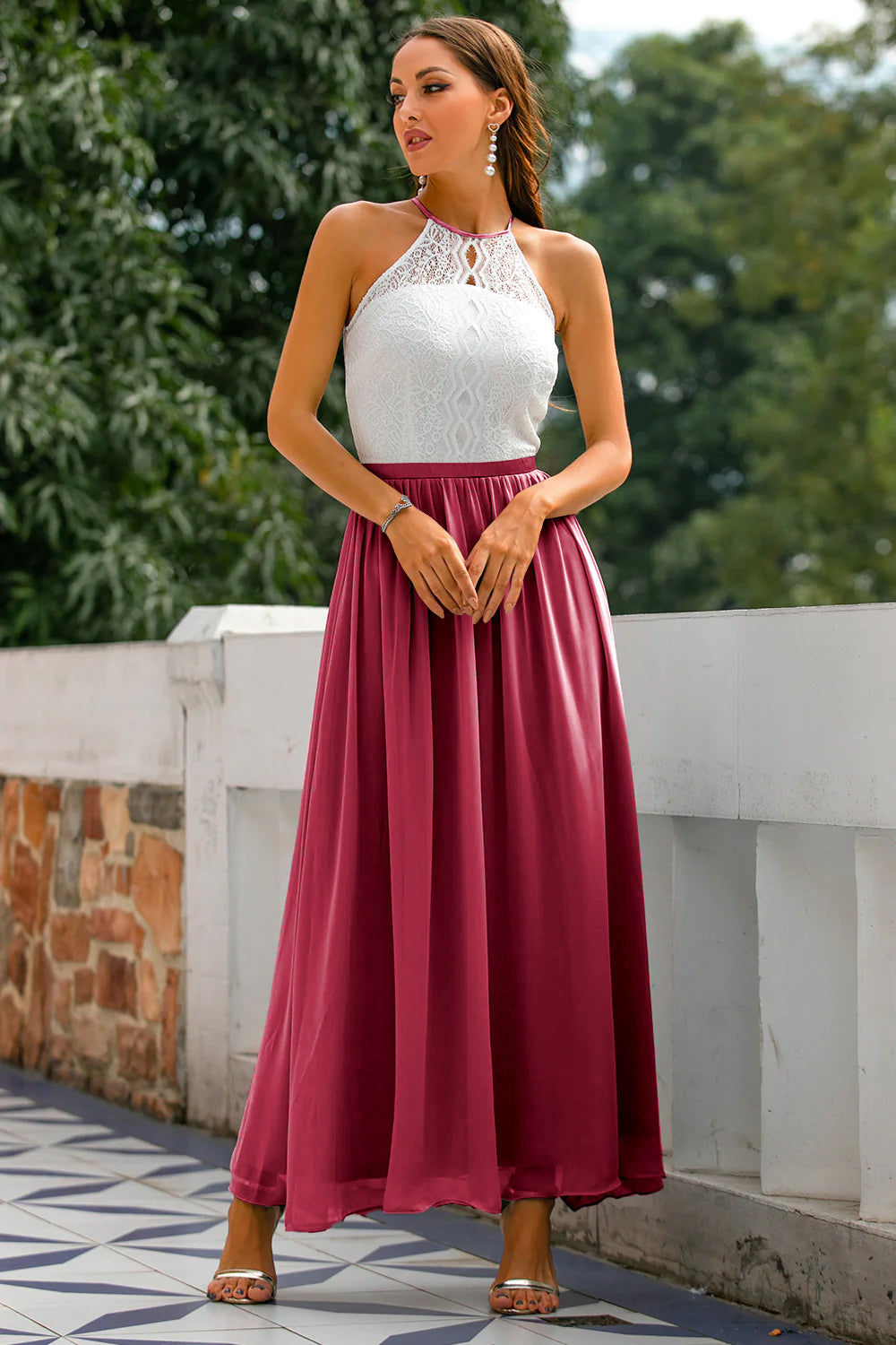 Camille | Women's Wedding Guest Halter Maxi Dress