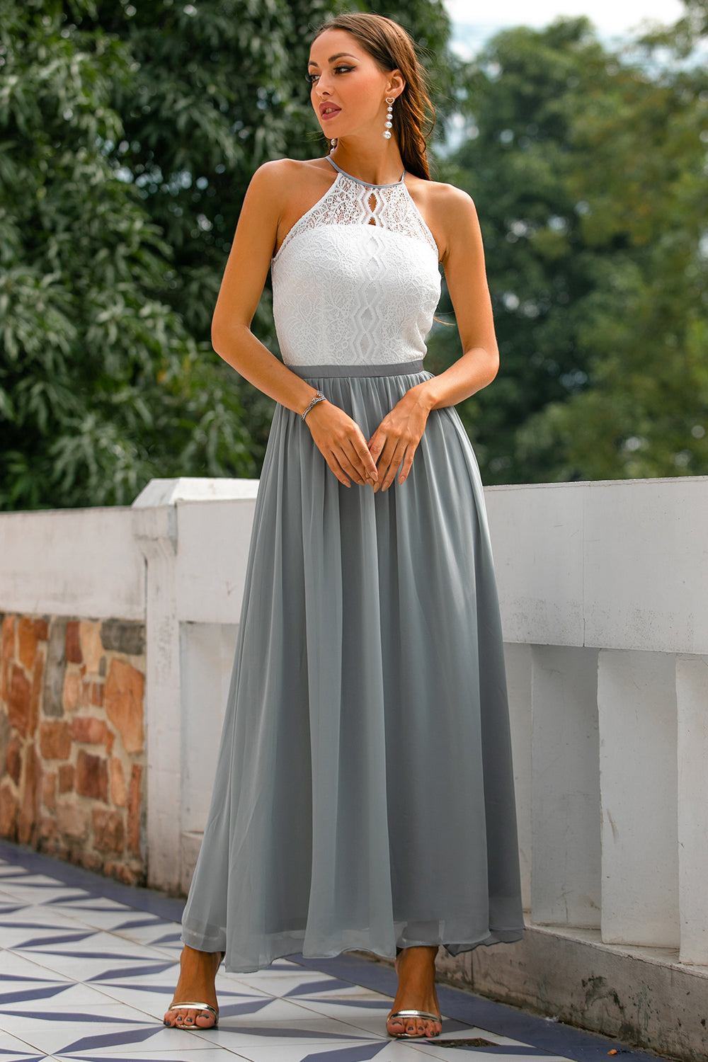 Camille | Women's Wedding Guest Halter Maxi Dress