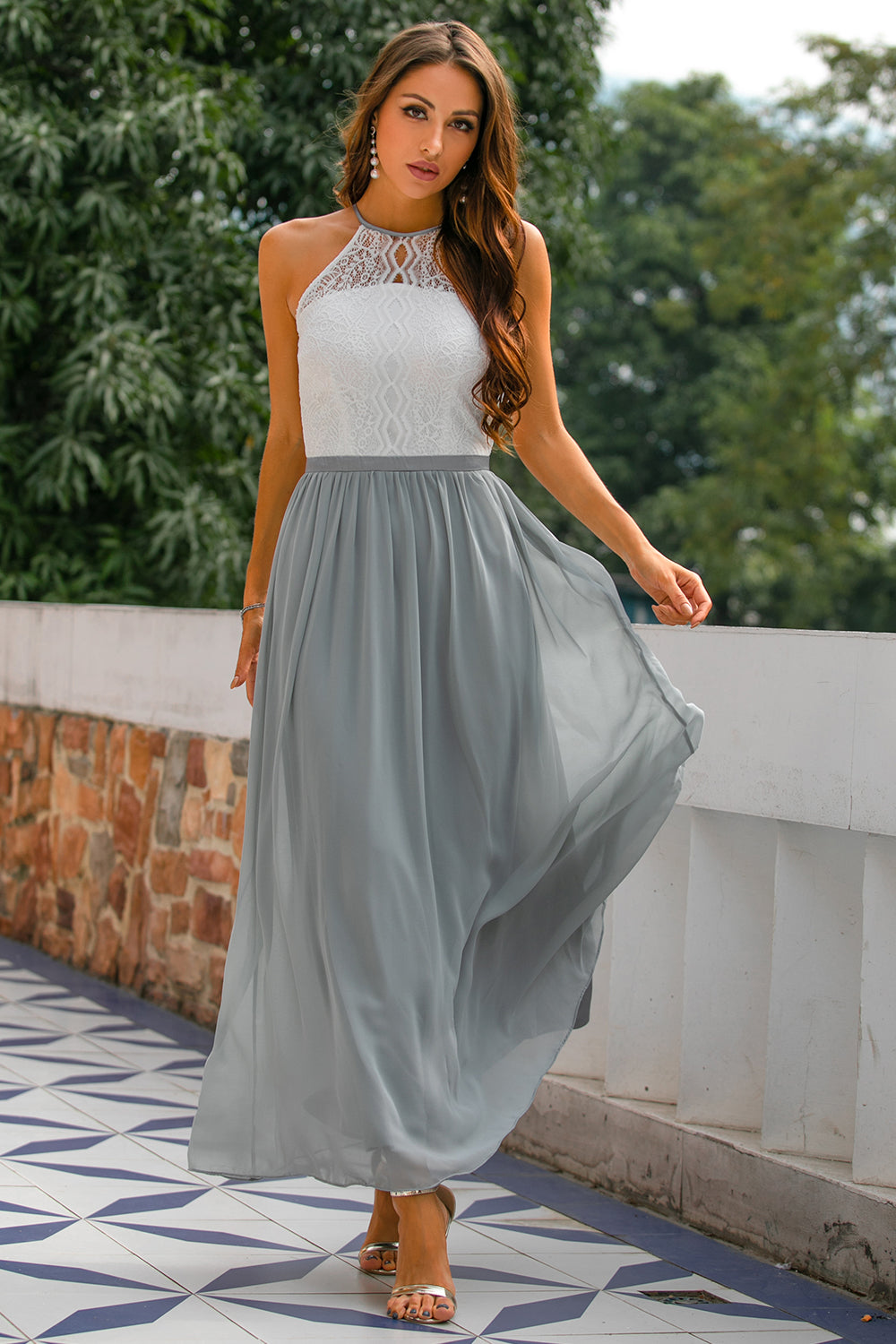 Lauren | Women Wedding Guest Halter Maxi Dress
