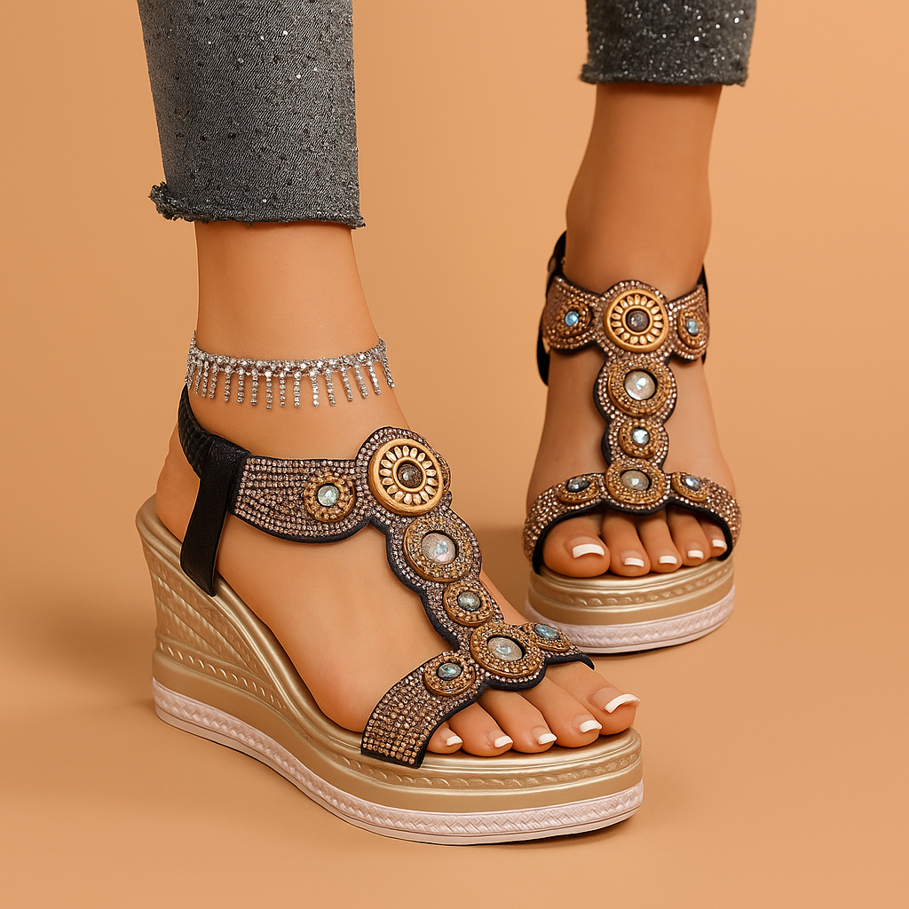 Tabitha | Women's Embellished Platform Wedge Sandals