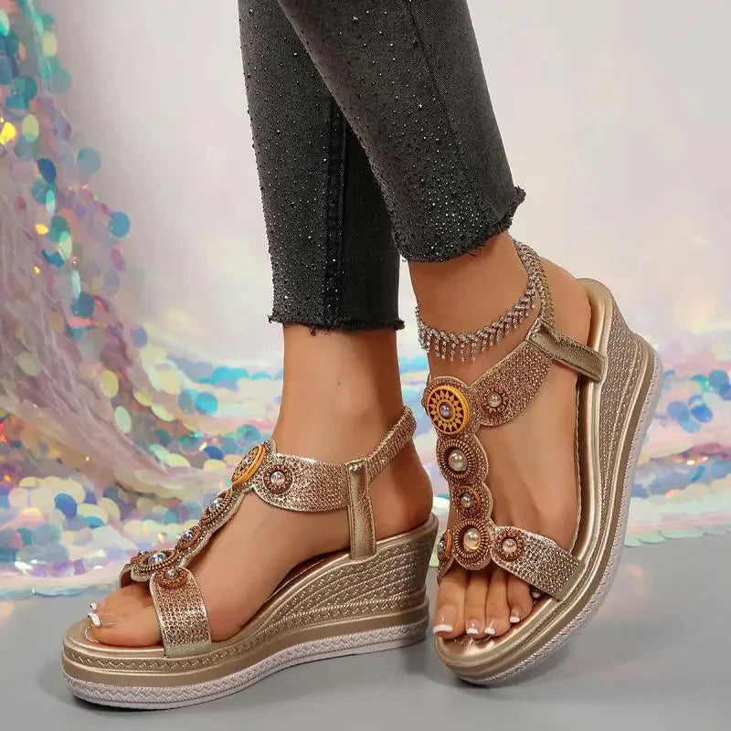 Tabitha | Women's Embellished Platform Wedge Sandals