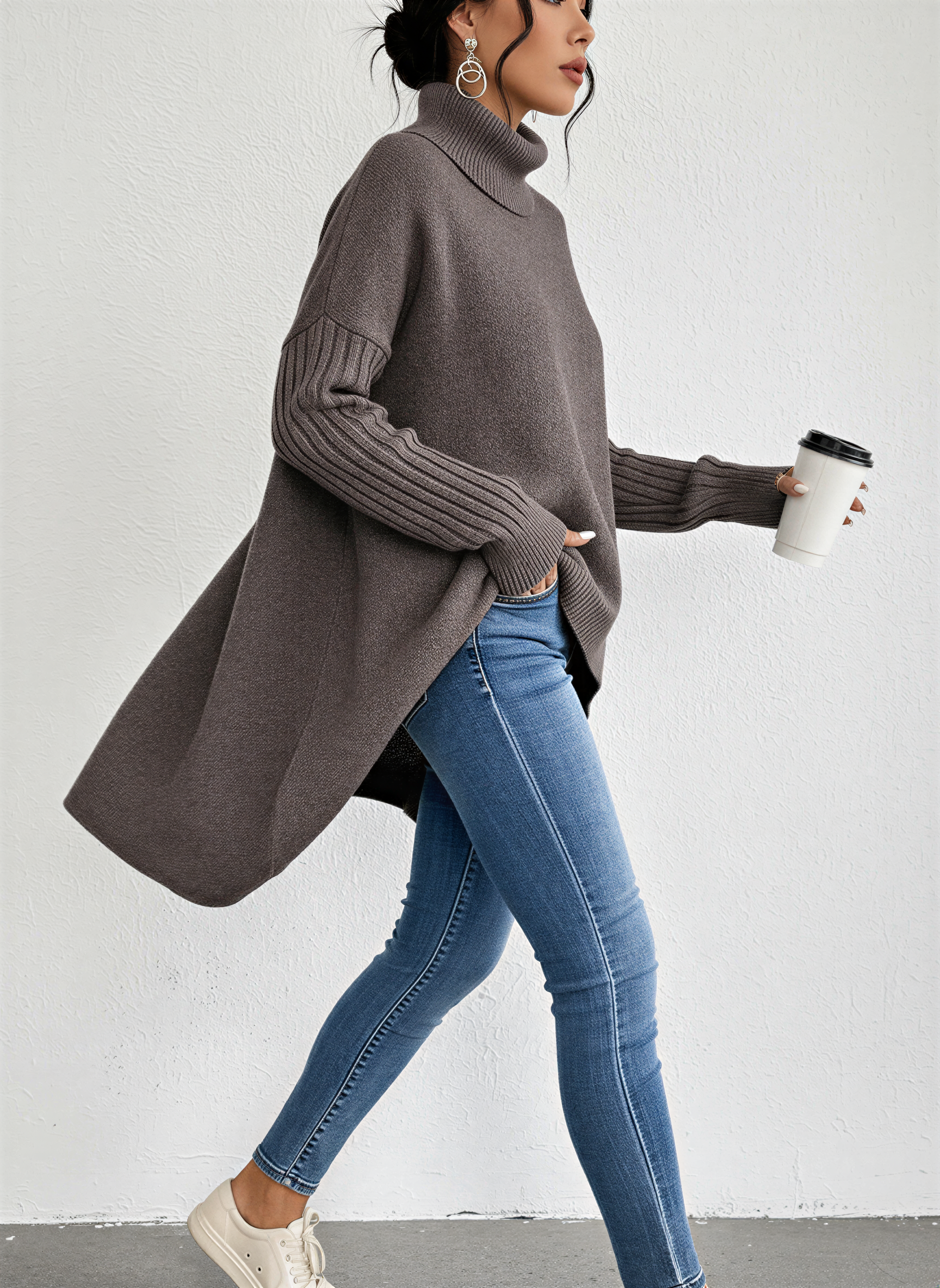 Alice | Women’s Turtleneck Oversized Pocket Sweater