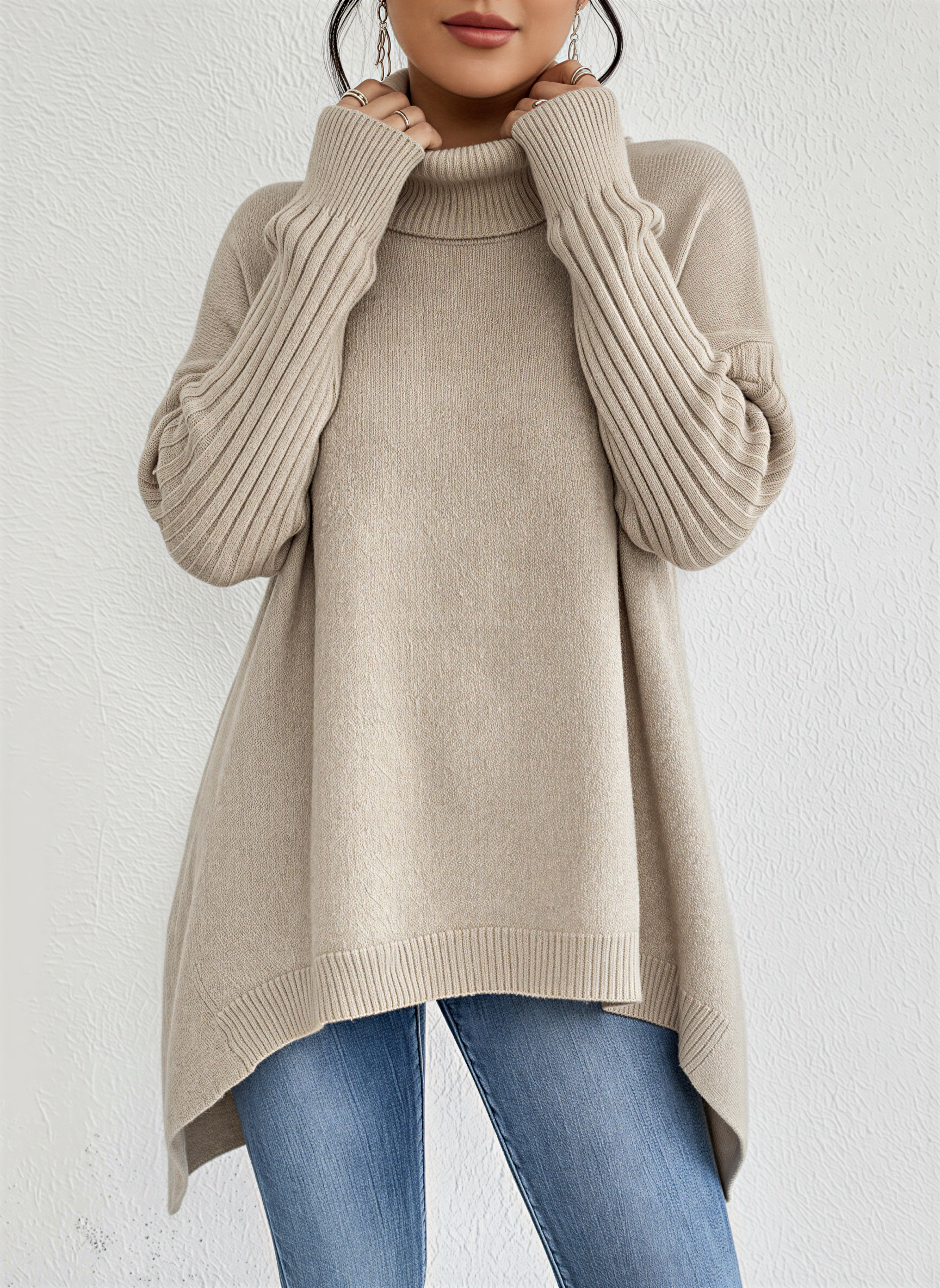 Alice | Women’s Turtleneck Oversized Pocket Sweater
