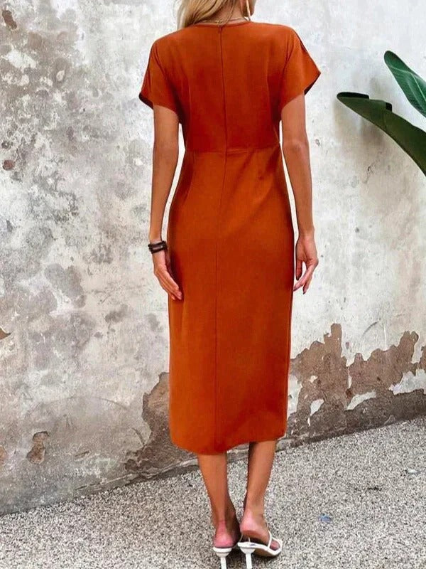 Lydia | Women's Wrap V Neck Midi Wedding Guest Dress