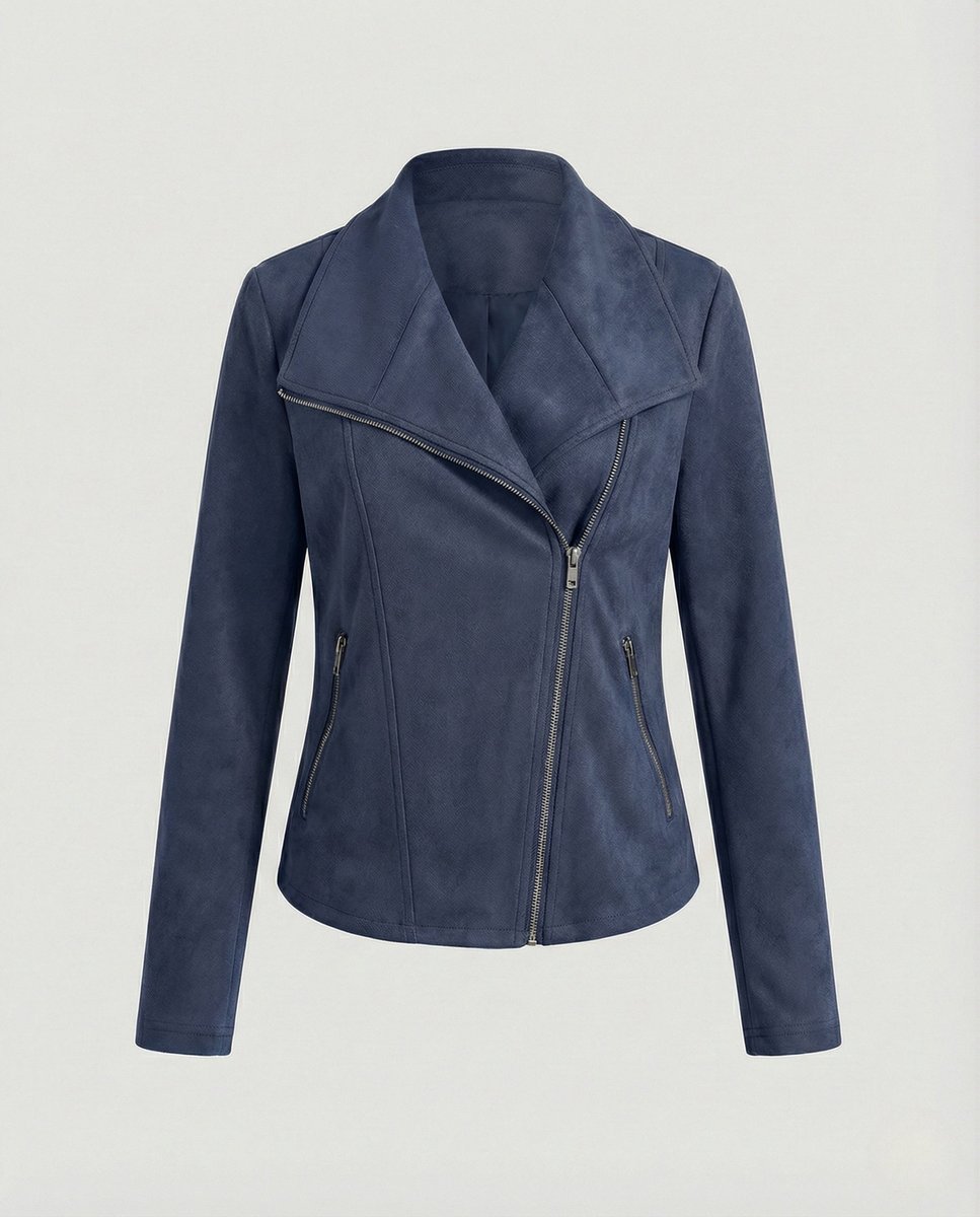 Ivy | Women's Asymmetric-Zip Suede-Look Biker Leather Jacket