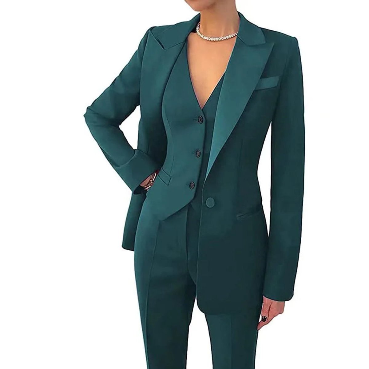 Mia | Women's Blazer Tailored 3-Piece Suit Set Waistcoat Trousers