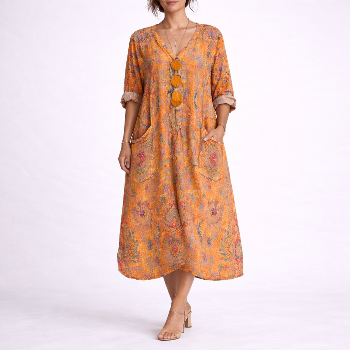 Isla | Women's Bohemian Maxi Fall Wedding Guest Dress Flowy Kaftan