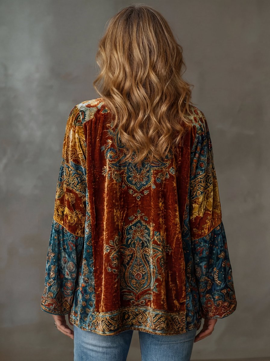 Florence | Women's Boho Vintage Loose-Fit Quilted Jacket Kimono Cardigan