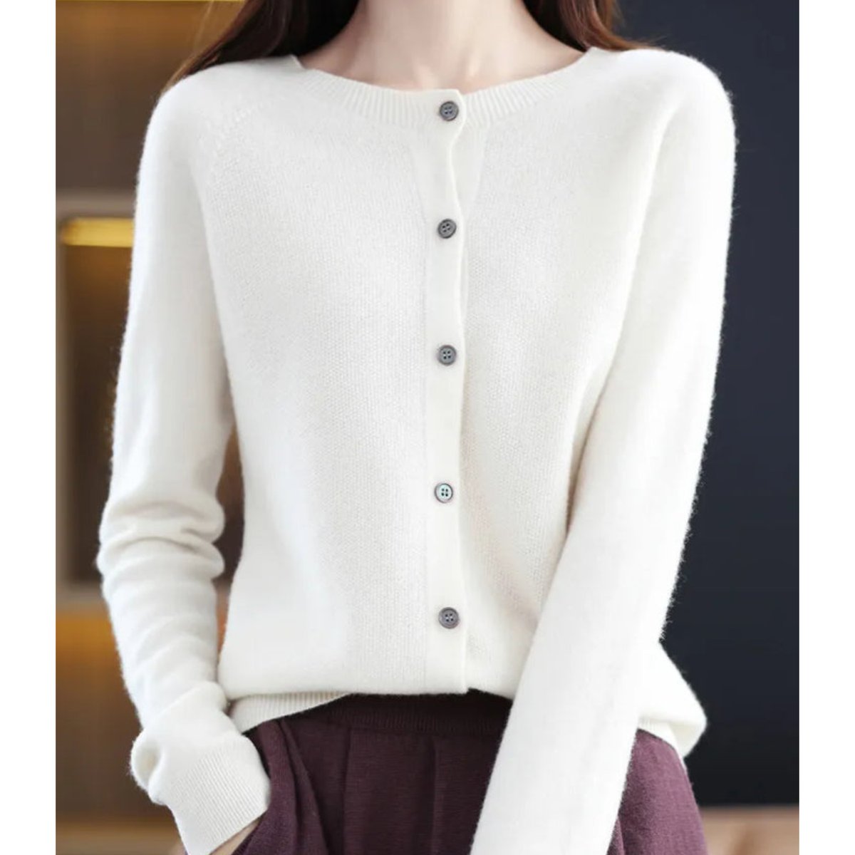 Lily | Women's Button-Up V-Neck Cashmere Knit Cardigan