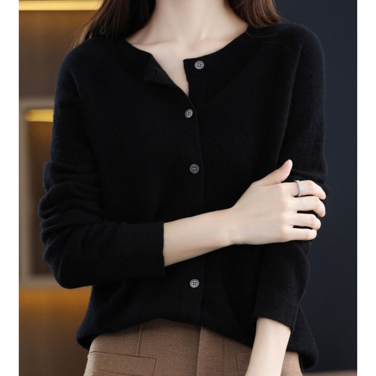 Lily | Women's Button-Up V-Neck Cashmere Knit Cardigan