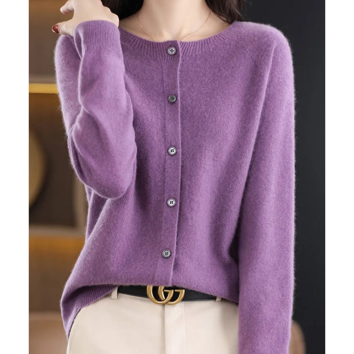 Lily | Women's Button-Up V-Neck Cashmere Knit Cardigan