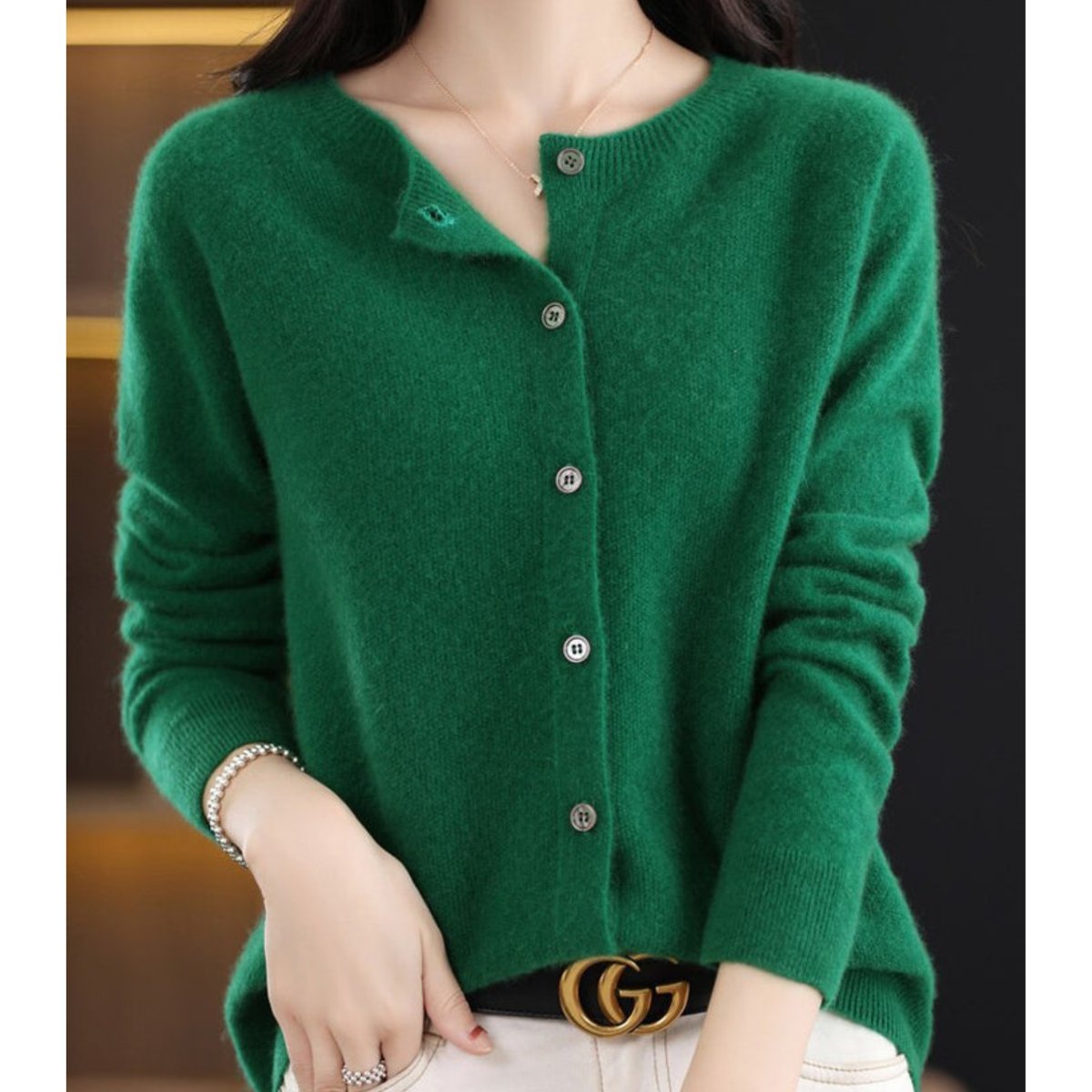 Lily | Women's Button-Up V-Neck Cashmere Knit Cardigan