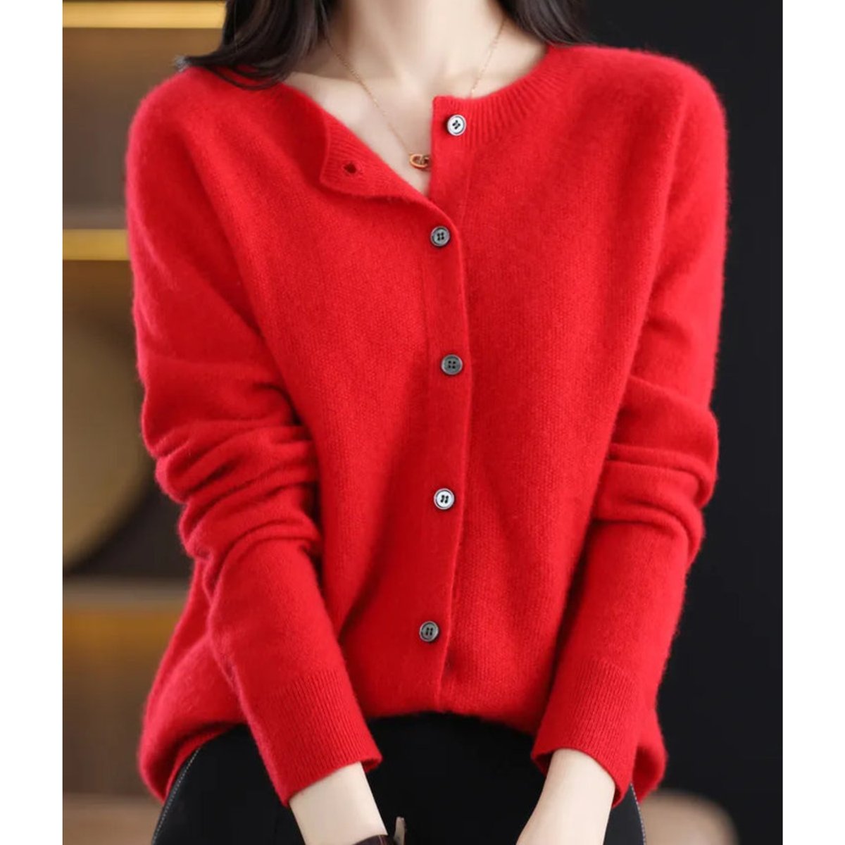 Lily | Women's Button-Up V-Neck Cashmere Knit Cardigan